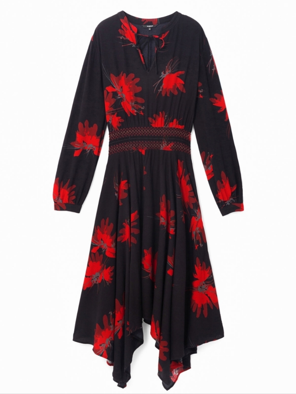 Desigual Assymetric Midi Butterfly Dress Size 12 Black & Red (44 European) - Picture 7 of 16
